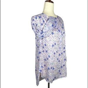 Talbots Chiffon Floral Top Blouse 3/4 sleeves Crew Neck Relaxed Fit Sz S